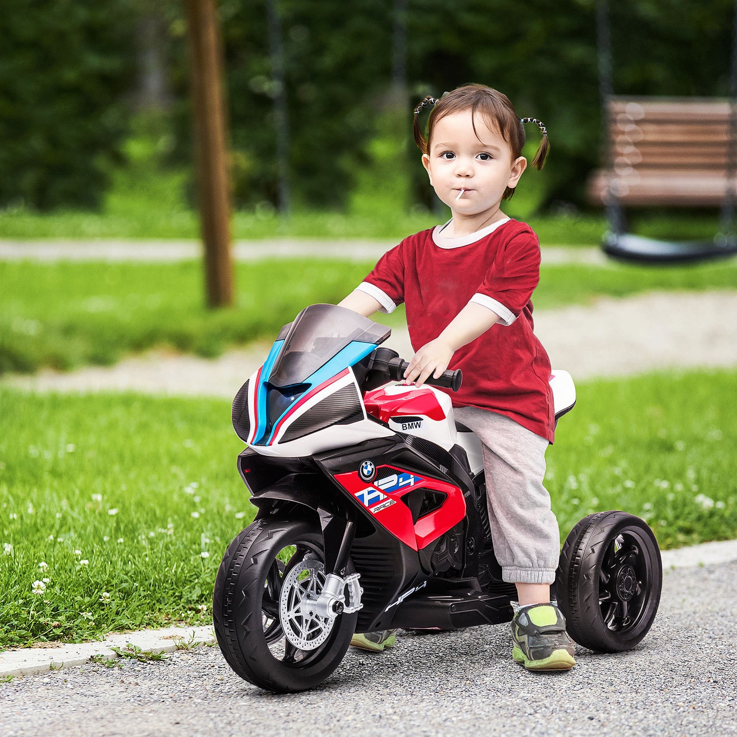 Off-Road 6V Kids Ride-On Motorcycle with Music and Headlight, Red