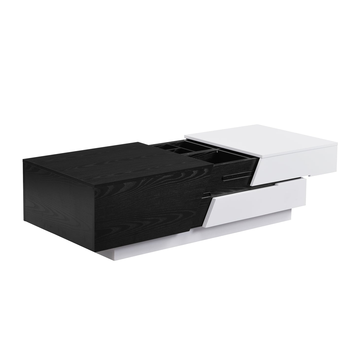 Sleek White and Black Sliding Top Coffee Table with Storage