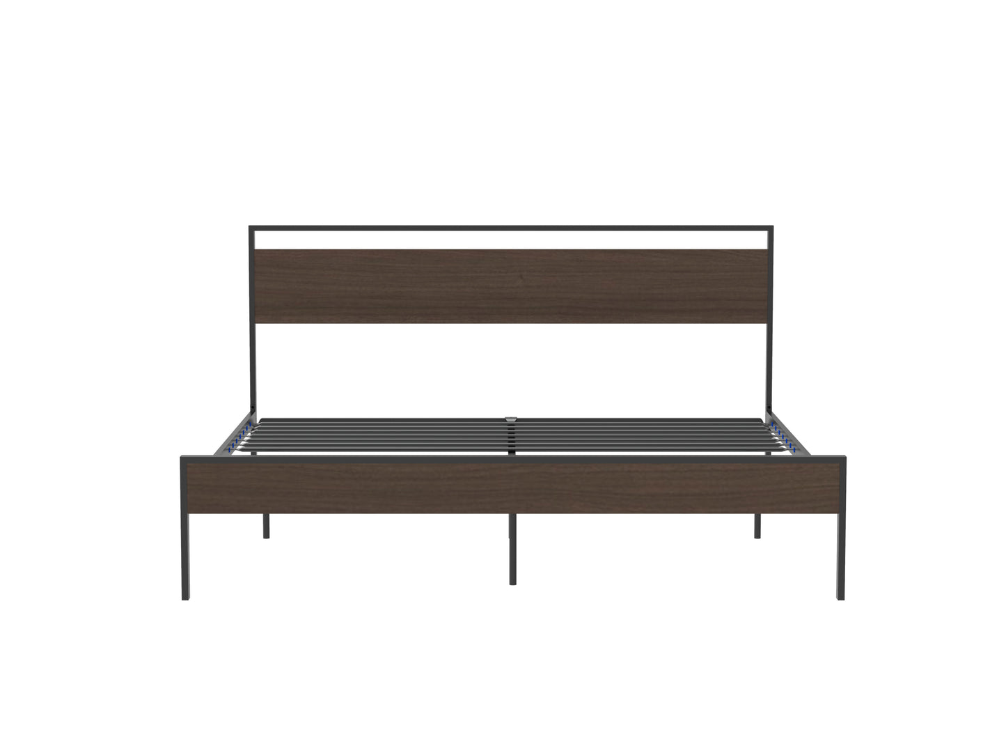 Ceres Metal Bed, Black with Walnut wood Headboard&Footboard, King