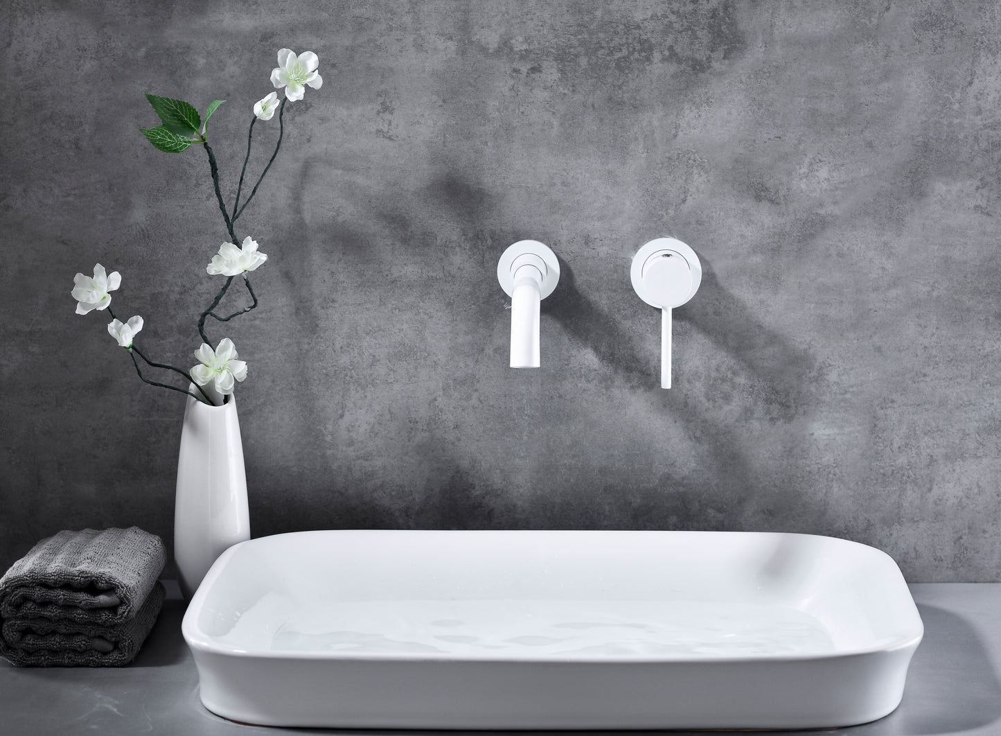 Sleek Wall Mounted Bathroom Faucet with Single Handle Control