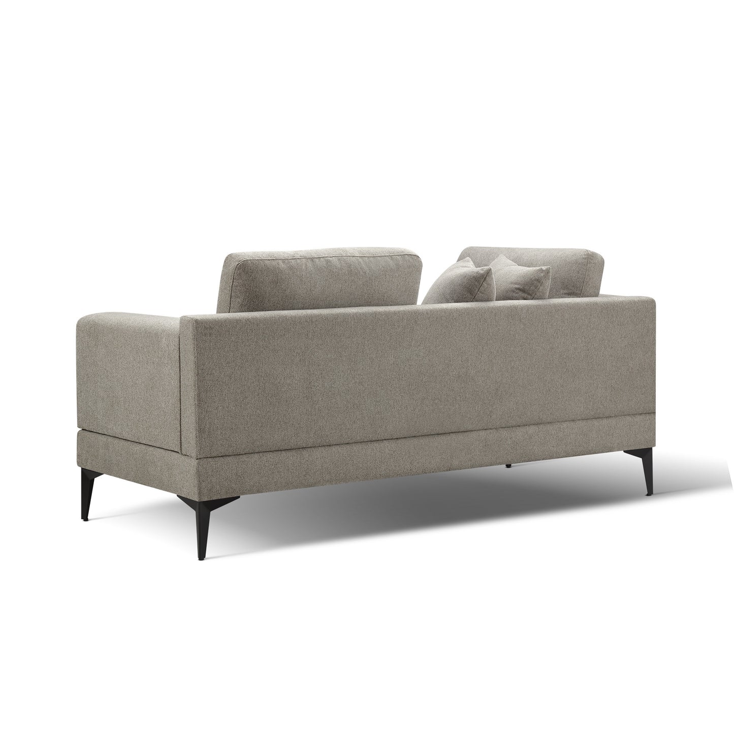 Luxury Modern 2 Seater Couch for Living Room, Fabric Couch With Removable Sofa Cushions and  Reverible Armes , Stable Metal Legs , 2 Pillows and 1 Back Cushion, Texture Sand