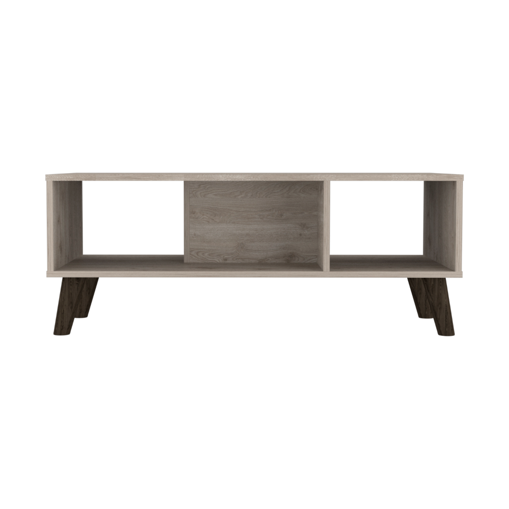 Elevate Light Gray Coffee Table with Open Shelves