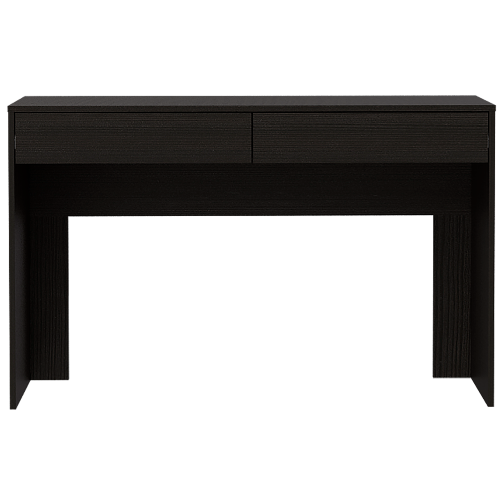 Sleek Black Writing Desk with Two Drawers