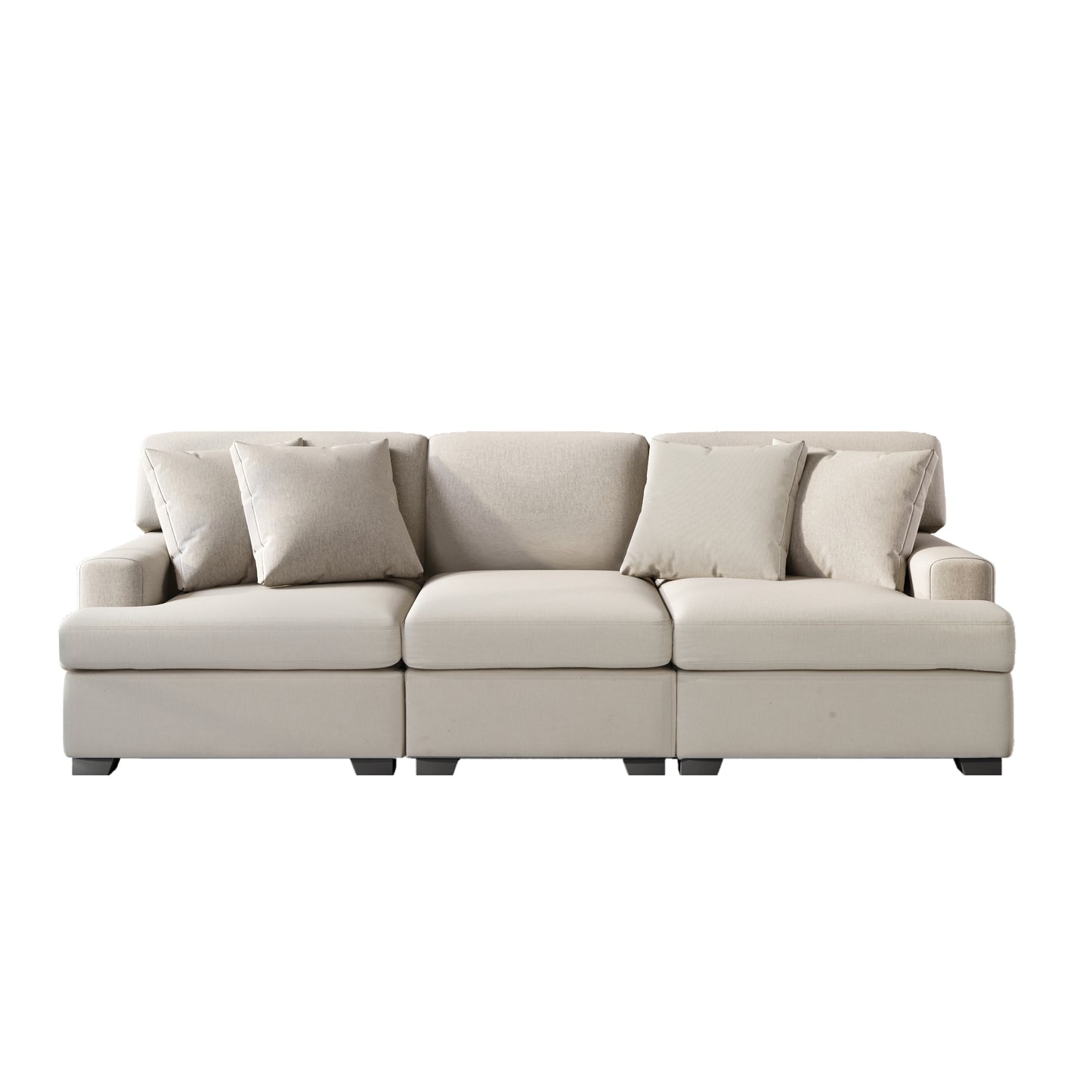 U_STYLE 3 Seat Sofa with Removable Back and Seat Cushions and 4 Comfortable Pillows