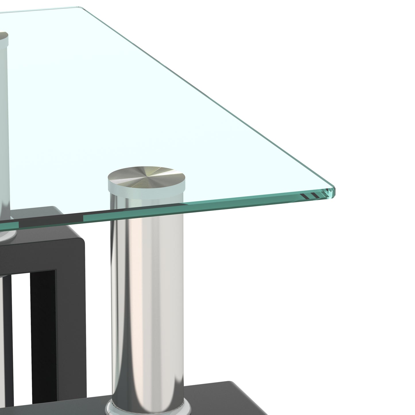 Stylish Tempered Glass Square Table for Living Room with Metal Leg