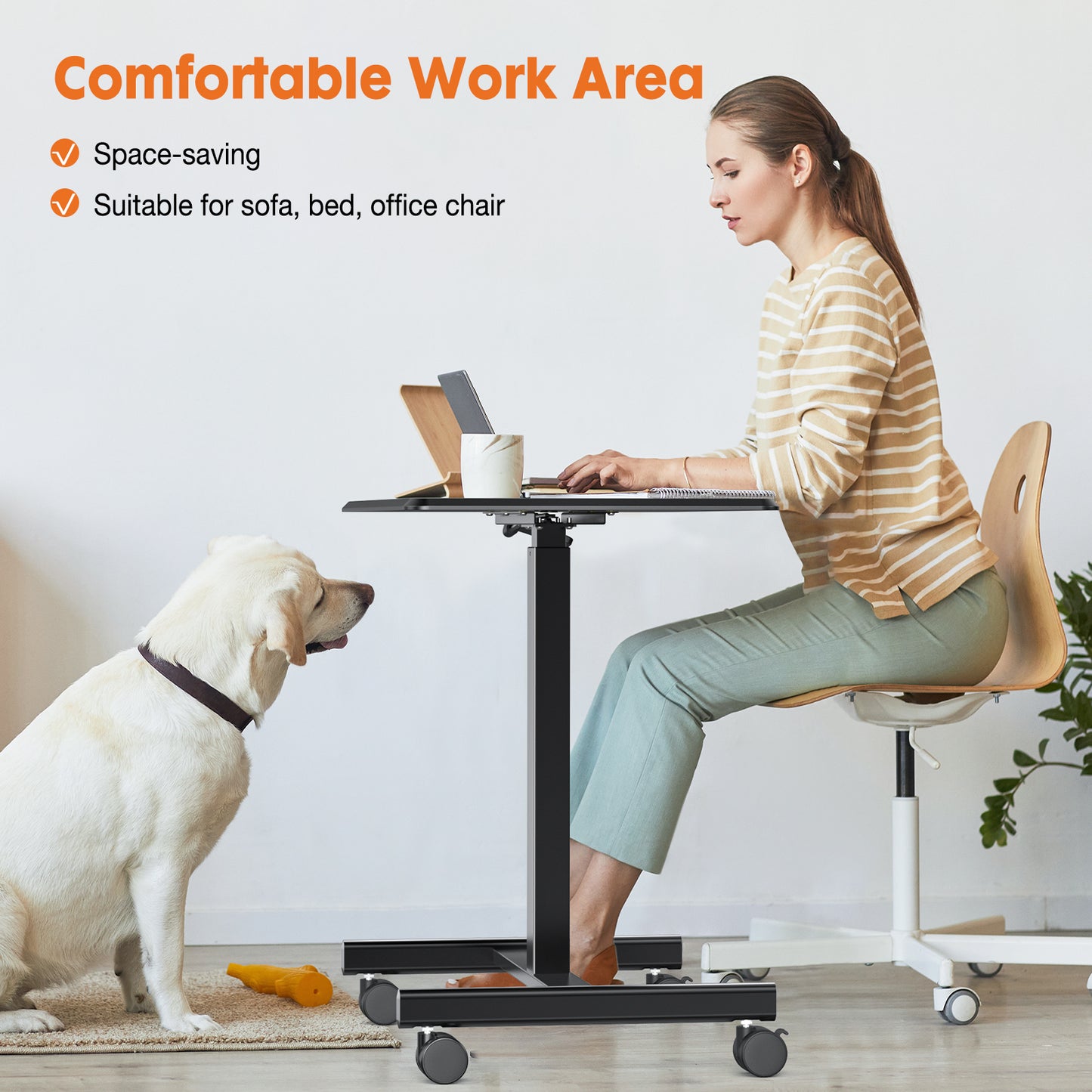 Height-Adjustable Rolling Laptop Desk for Home and Office