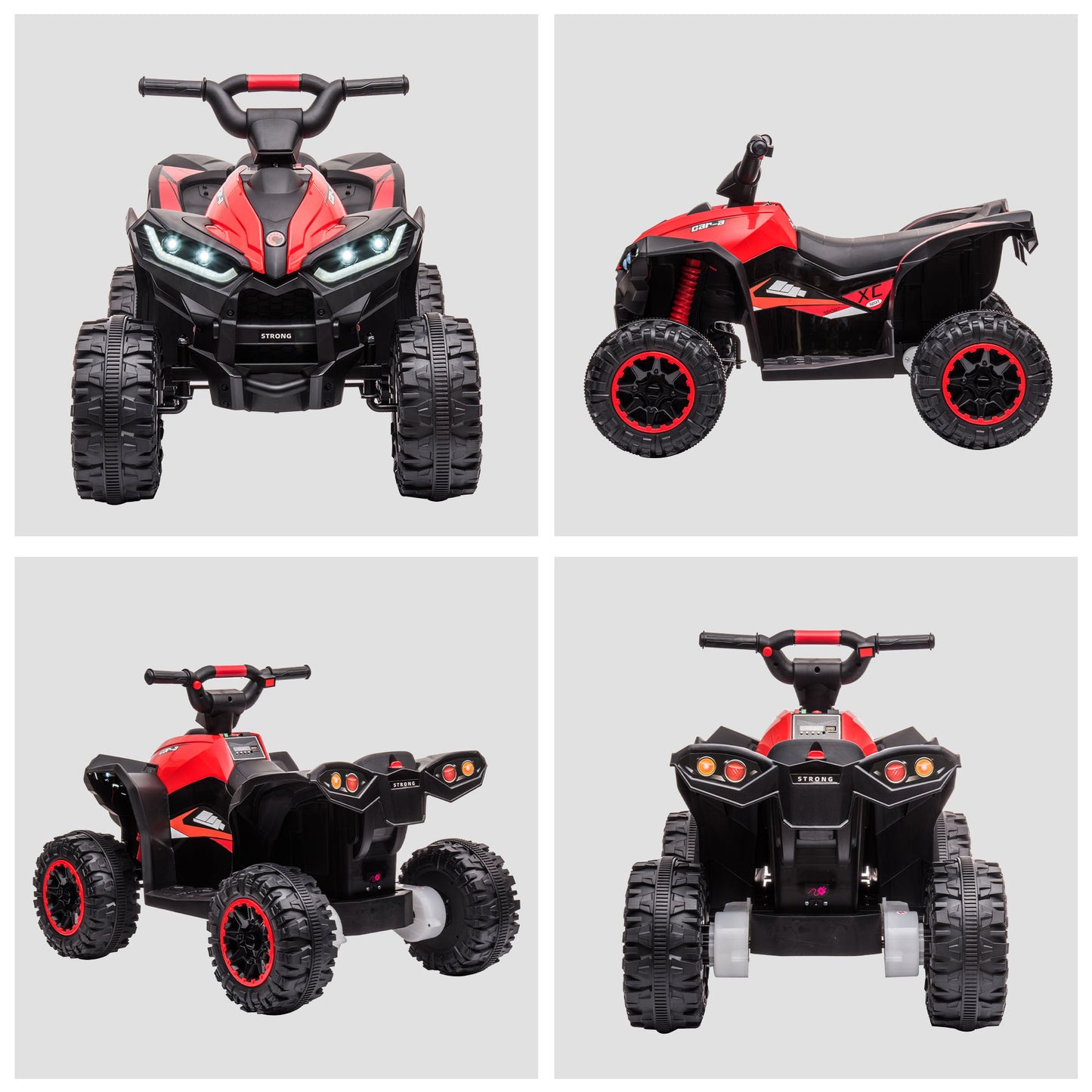 Kids 12V Red ATV Quad Car with Music and Forward & Backward Function