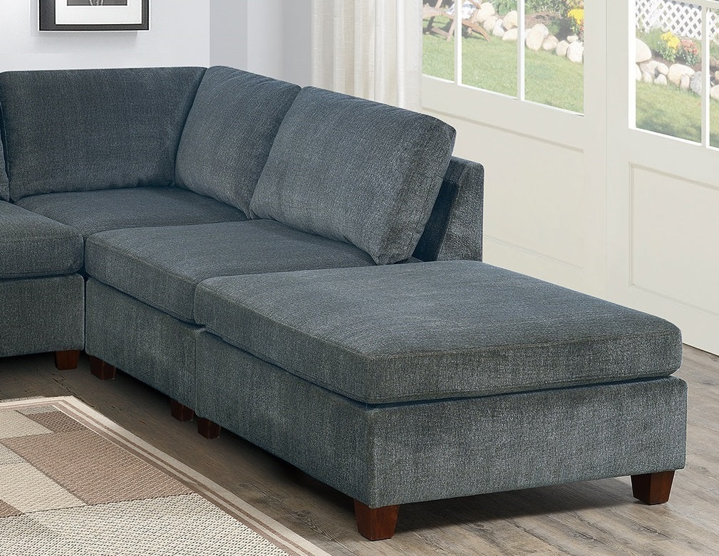 Soft Gray Modular Chenille Sectional Sofa Set with Ottoman