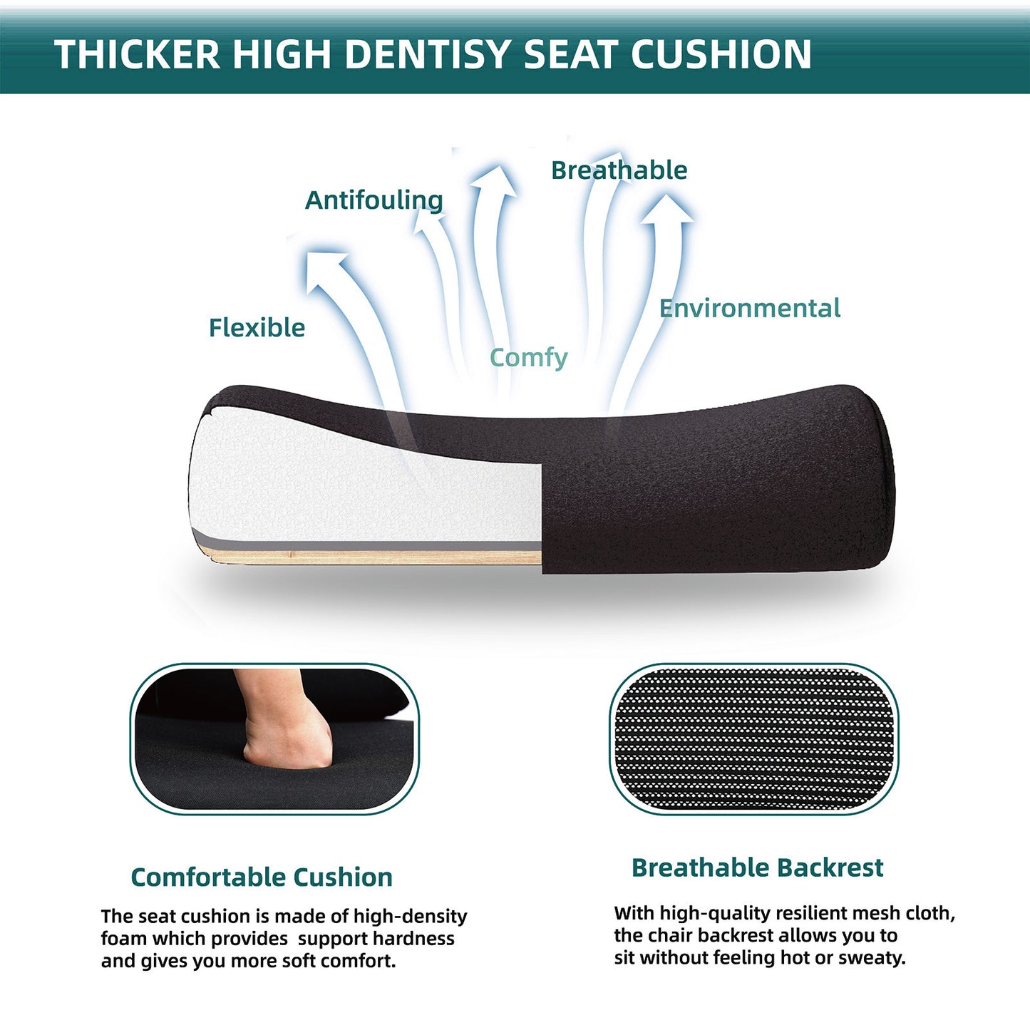 SWEETCRISPY Mesh High Back Ergonomic Office Chair Lumbar Support Pillow Computer Desk Chair