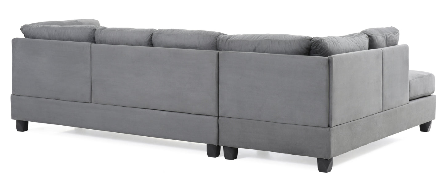 Malone Gray Microfiber Sectional with Flexible Chaise Orientation