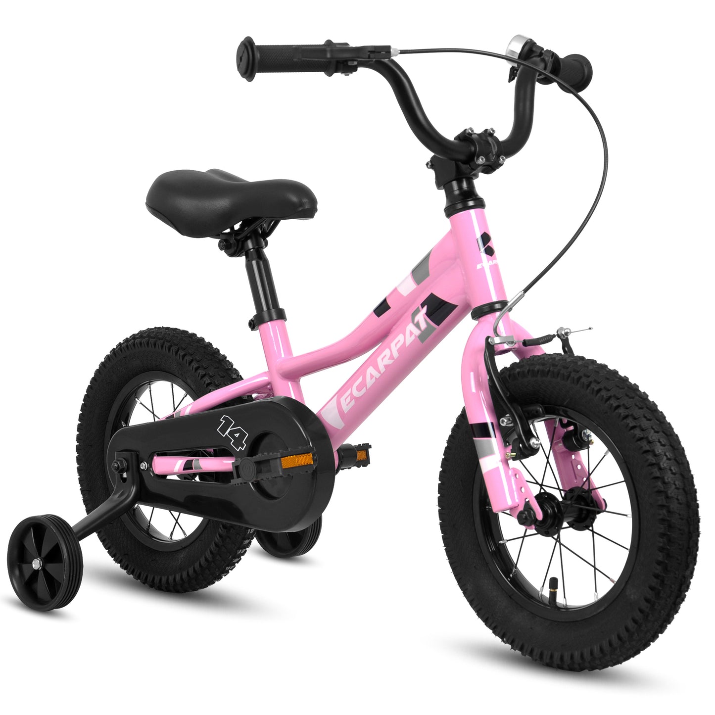 A14117 Ecarpat Kids' Bike 14 Inch Wheels, 1-Speed Boys Girls Child Bicycles For3-5Years, With Removable Training Wheels Baby Toys, Front V Brake, Rear Holding Brake