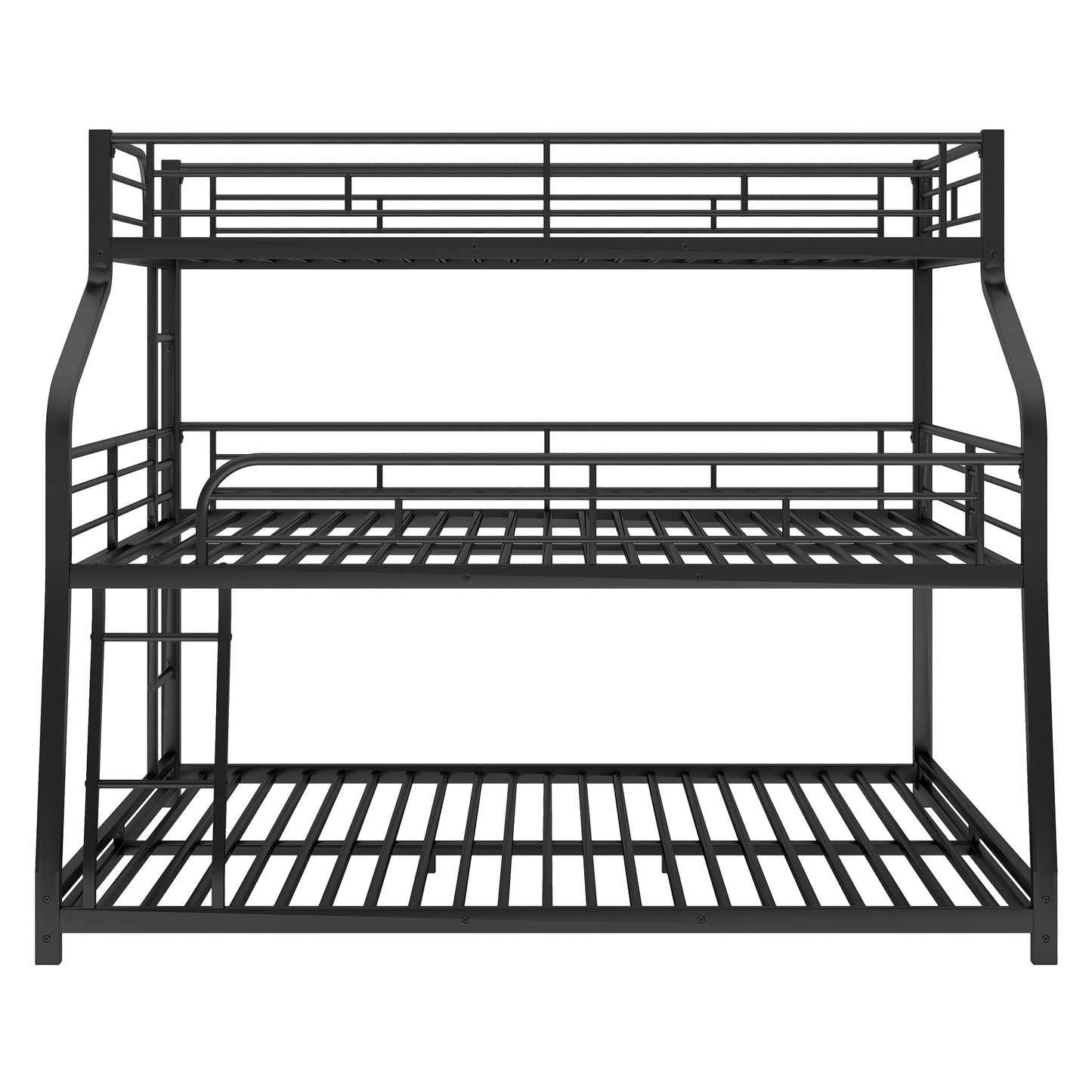 Modern Black Metal Triple Bunk Bed with Multiple Size Options and Innovative Safety Features