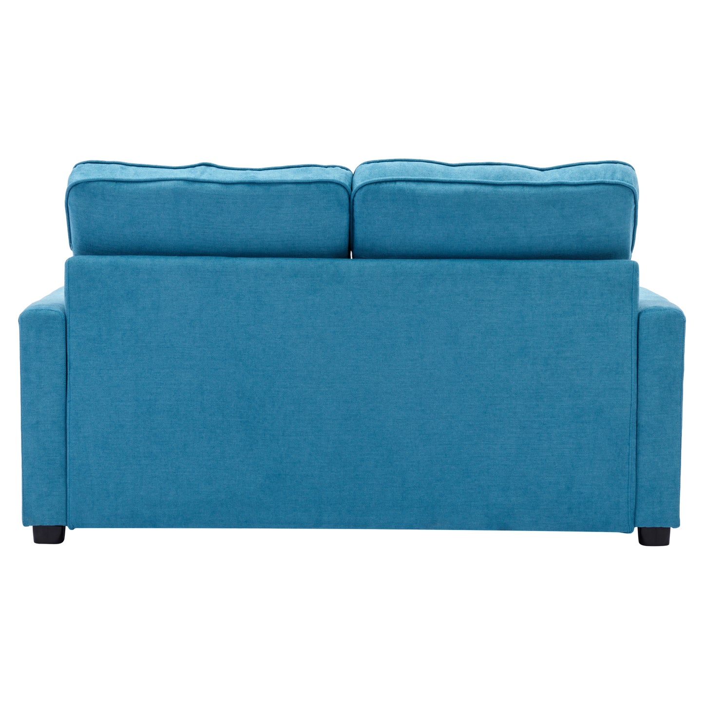 Modern Blue Loveseat Sofa with Pull-Out Bed and Storage Pockets