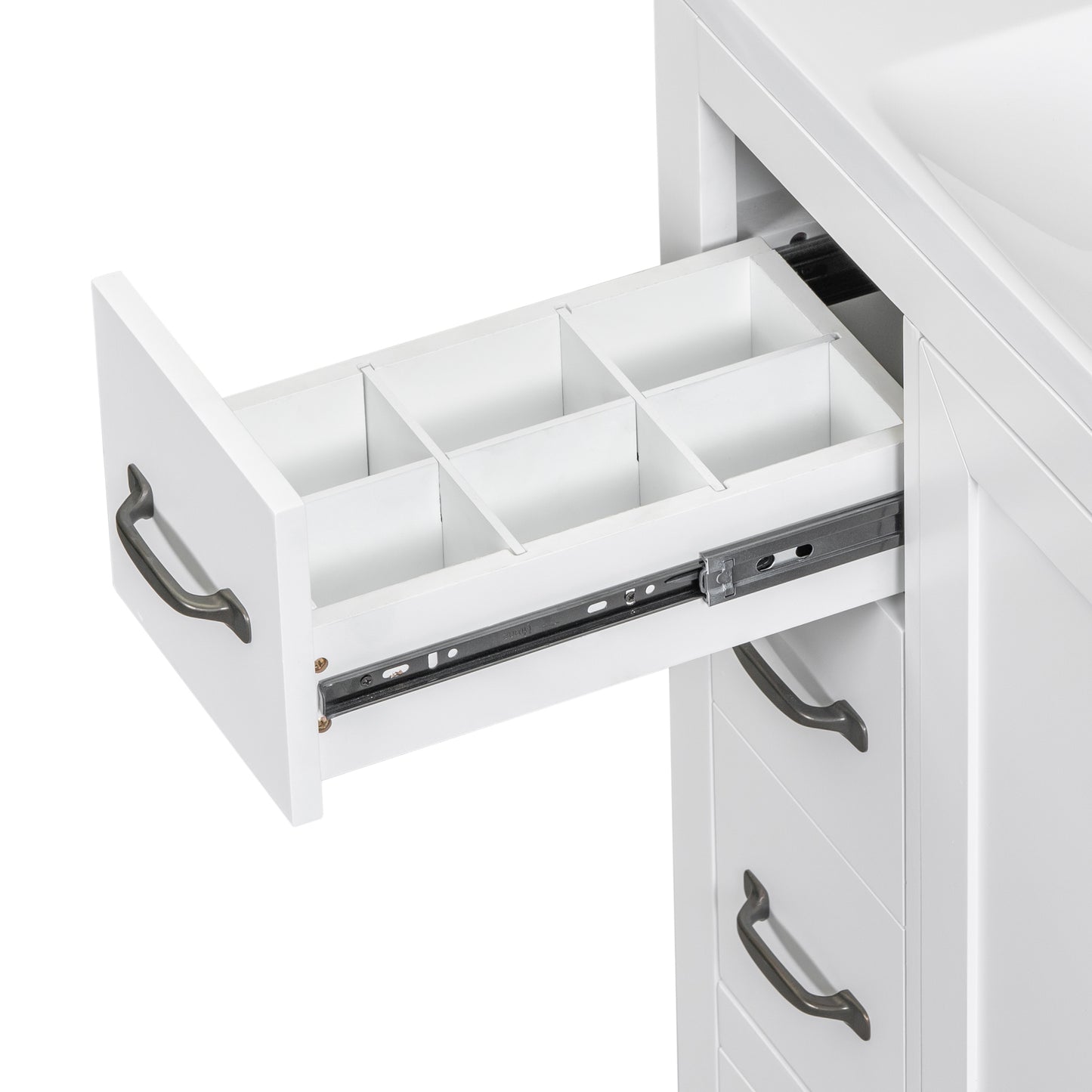 36" Bathroom Vanity with Sink Combo, Six Drawers, Multi-Functional Drawer Divider, Adjustable Shelf, White