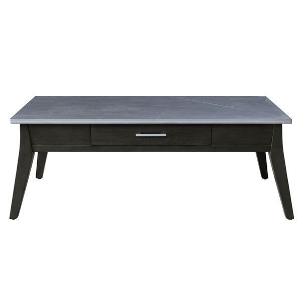 Elegant Zemocryss Coffee Table with Sintered Stone Top and Dark Brown Finish