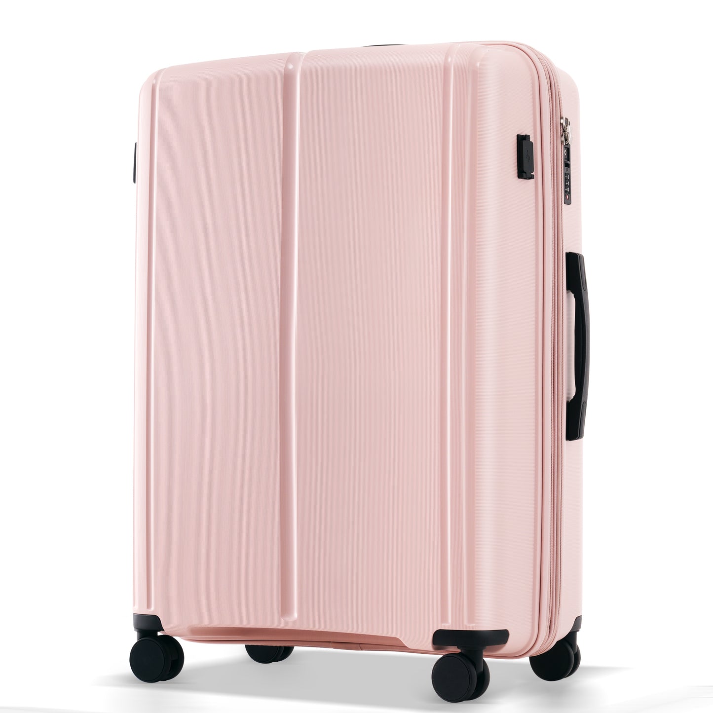 Luggage Sets 3 Piece Suitcase Set 20/24/28 with USB Port,Carry on Luggage Airline Approved,PP Lightweight Suitcase with Spinner Wheels, Pink