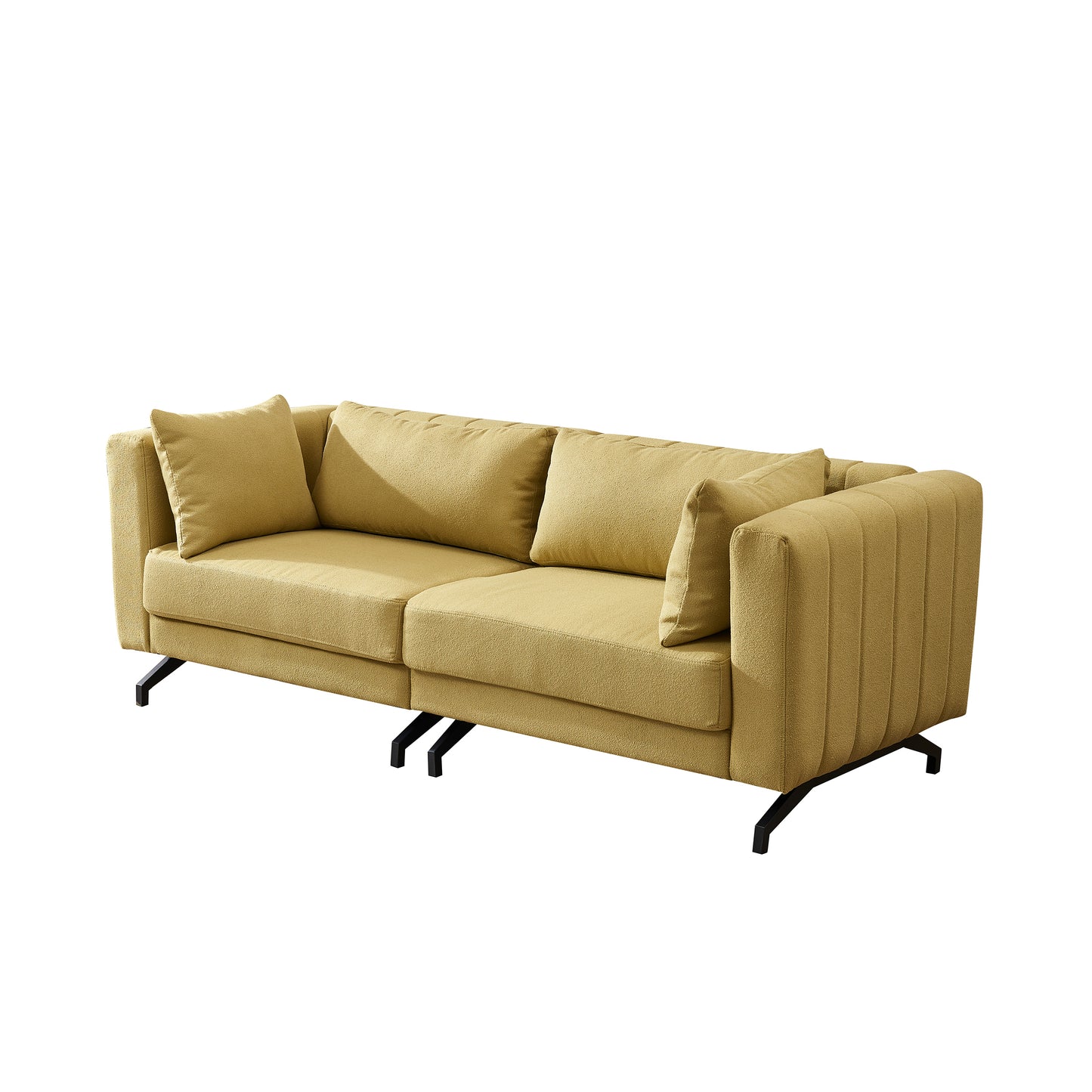 Living  Room  Sofa Couch with Metal Legs Yellow Fabric