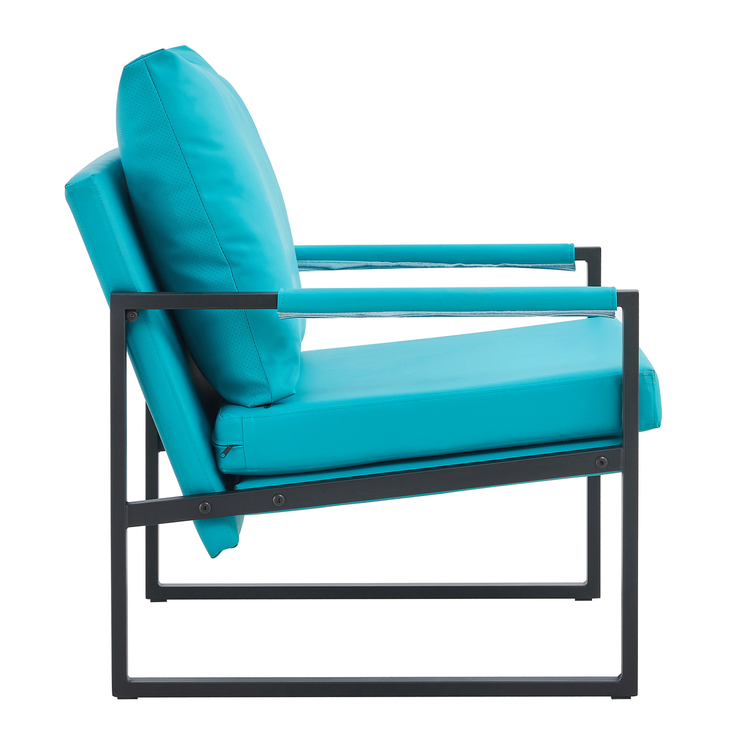 Cyan PU Leather 2-Piece Set of Modern Sofa Chairs with Metal Frame