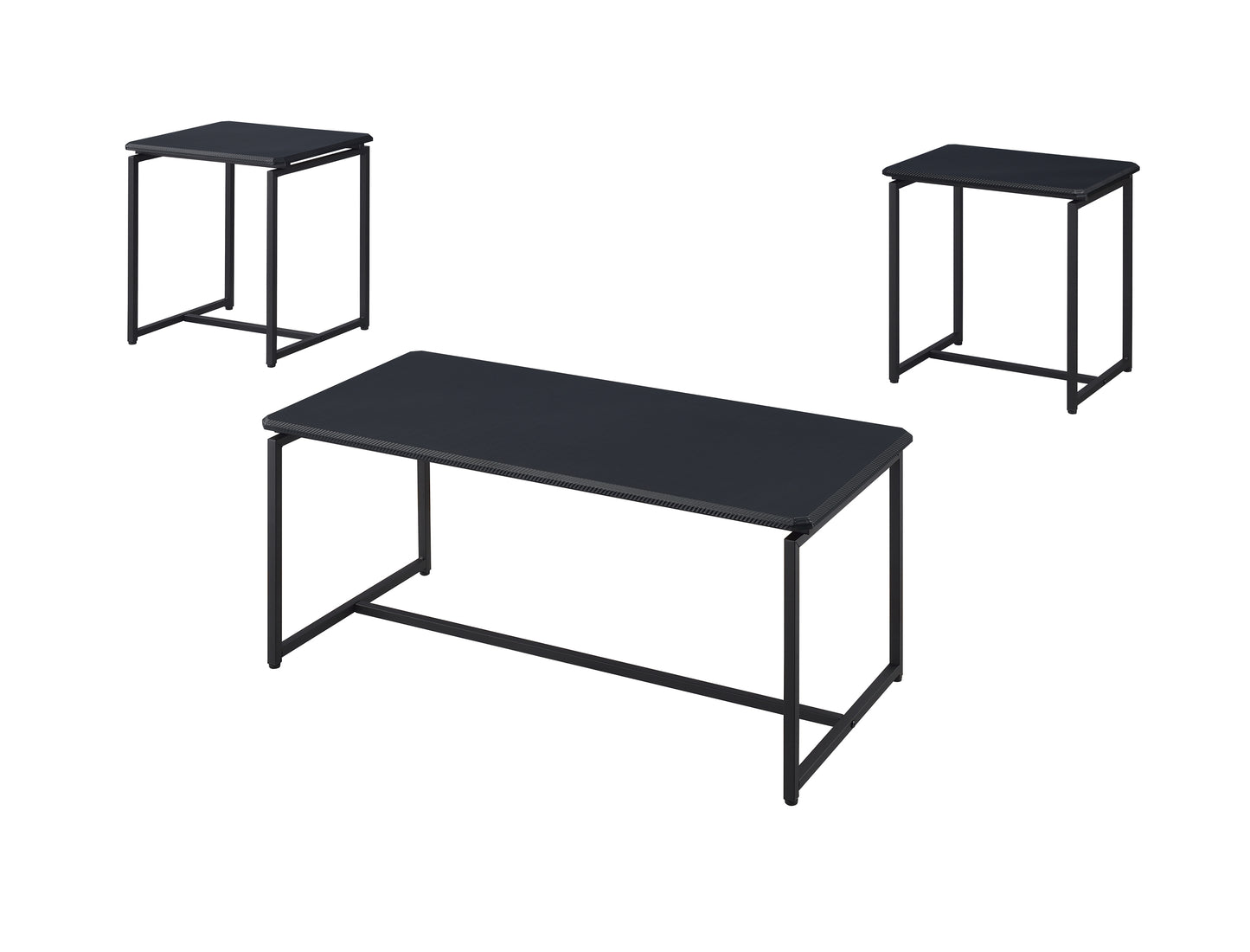 Sleek Black Carbon Fiber Coffee Table and End Table Set