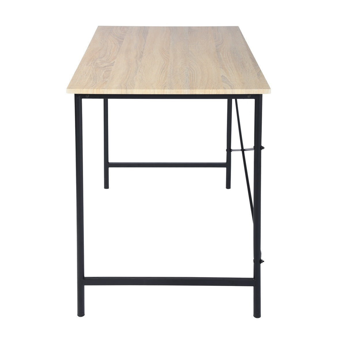 Contemporary Oak Writing Desk with Black Metal Frame and Rustic Industrial Style