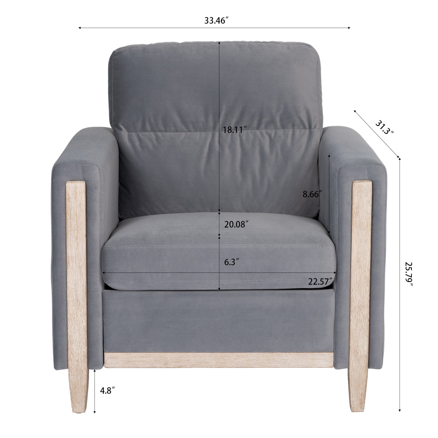 Elegant Gray 1-Seater Sofa for Small Living Spaces