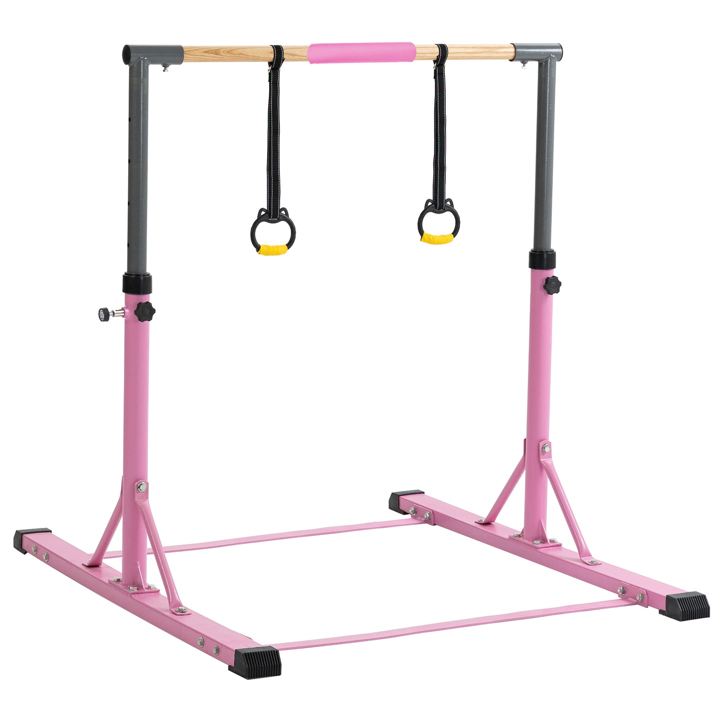 Pink Adjustable Gymnastics Horizontal Bar Set for Kids Home Use