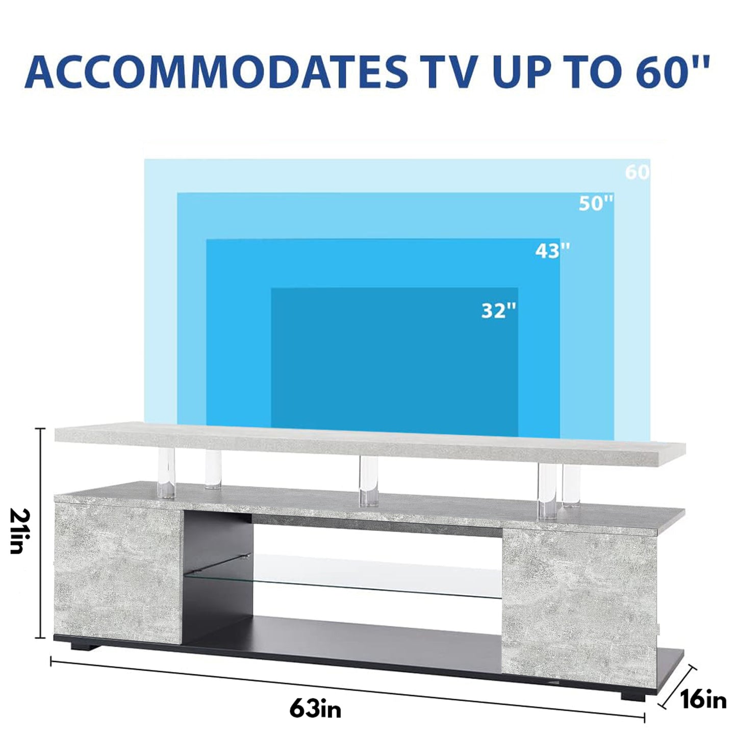 Streamlined Gray Entertainment Unit with Gaming Console Storage and Cable Management