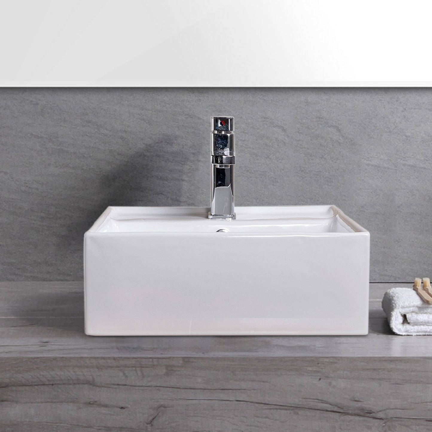 Vessel  Bathroom Sink Basin in White Ceramic