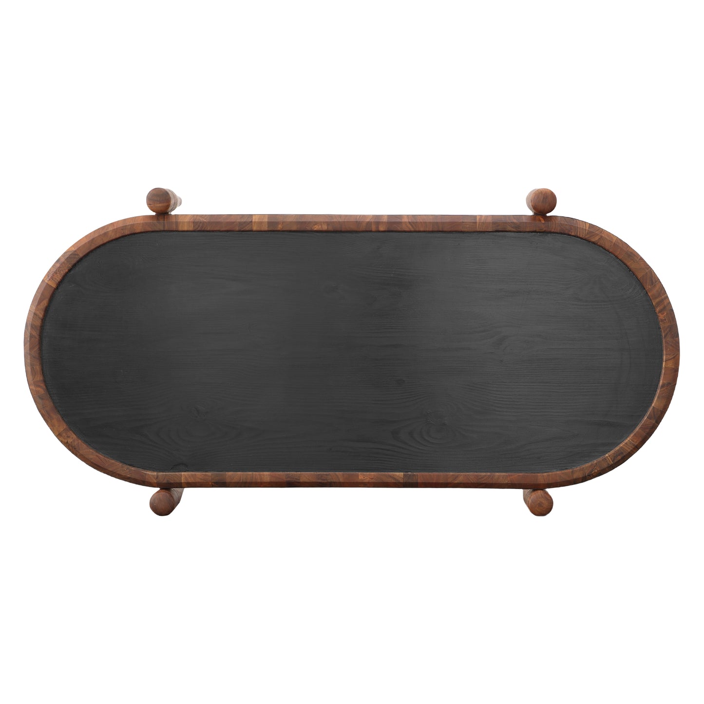 Acacia Wood and Metal Oval Nesting Coffee Table Set, Brown/Black, 50 & 39 Inch