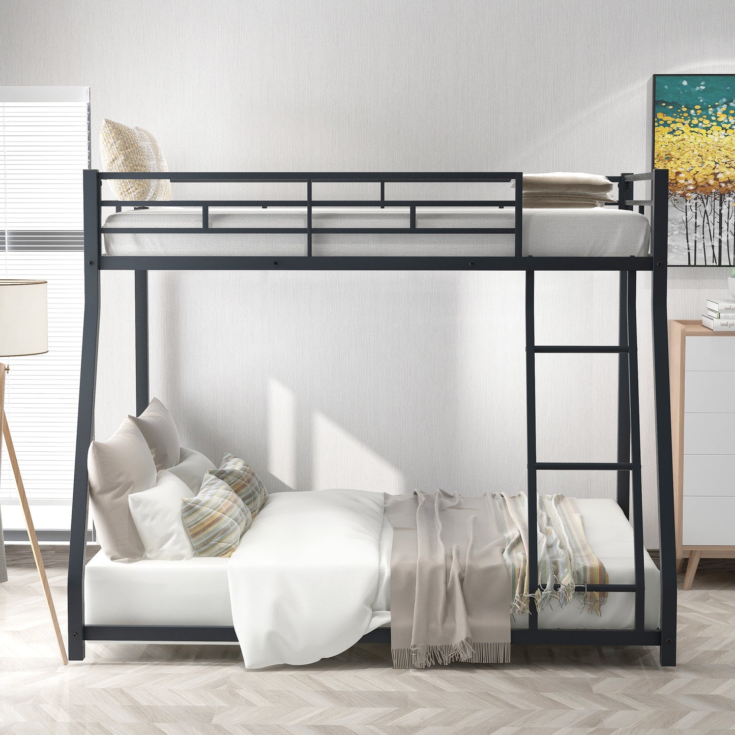 Metal Black Twin over Full Bunk Bed