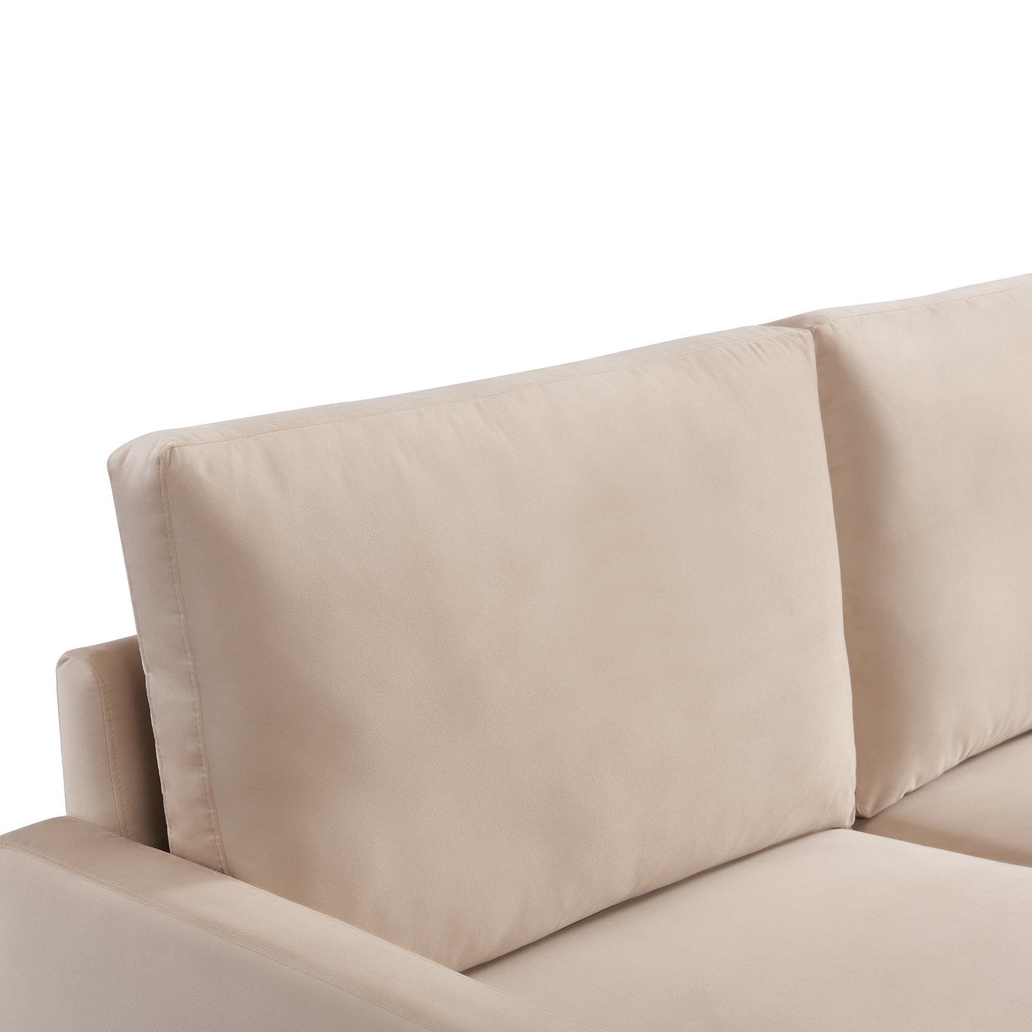 69 Inches Modern Beige Velvet Upholstered Loveseat Couch