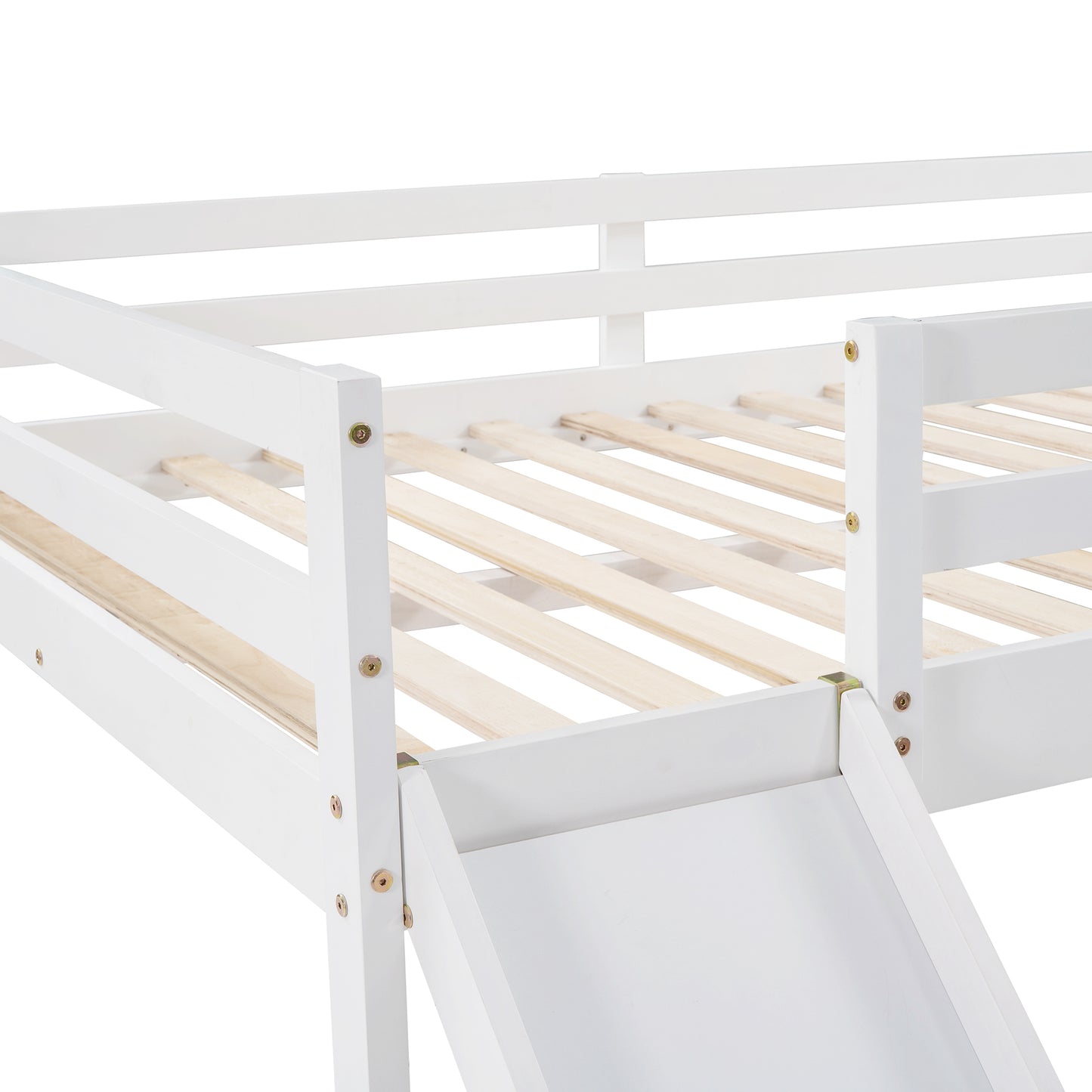 Loft Bed with Slide, Multifunctional Design, Full (White)( :WF281157AAK)