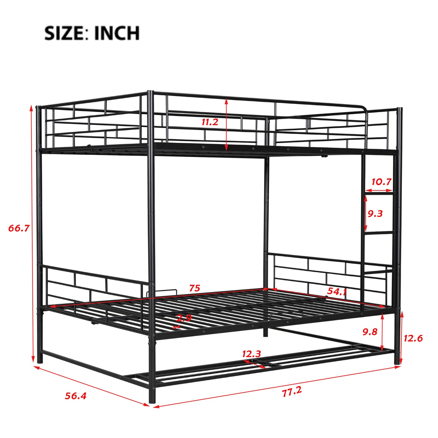 Full Metal Bunk Bed with Shelf and Guardrails for Enhanced Space-saving