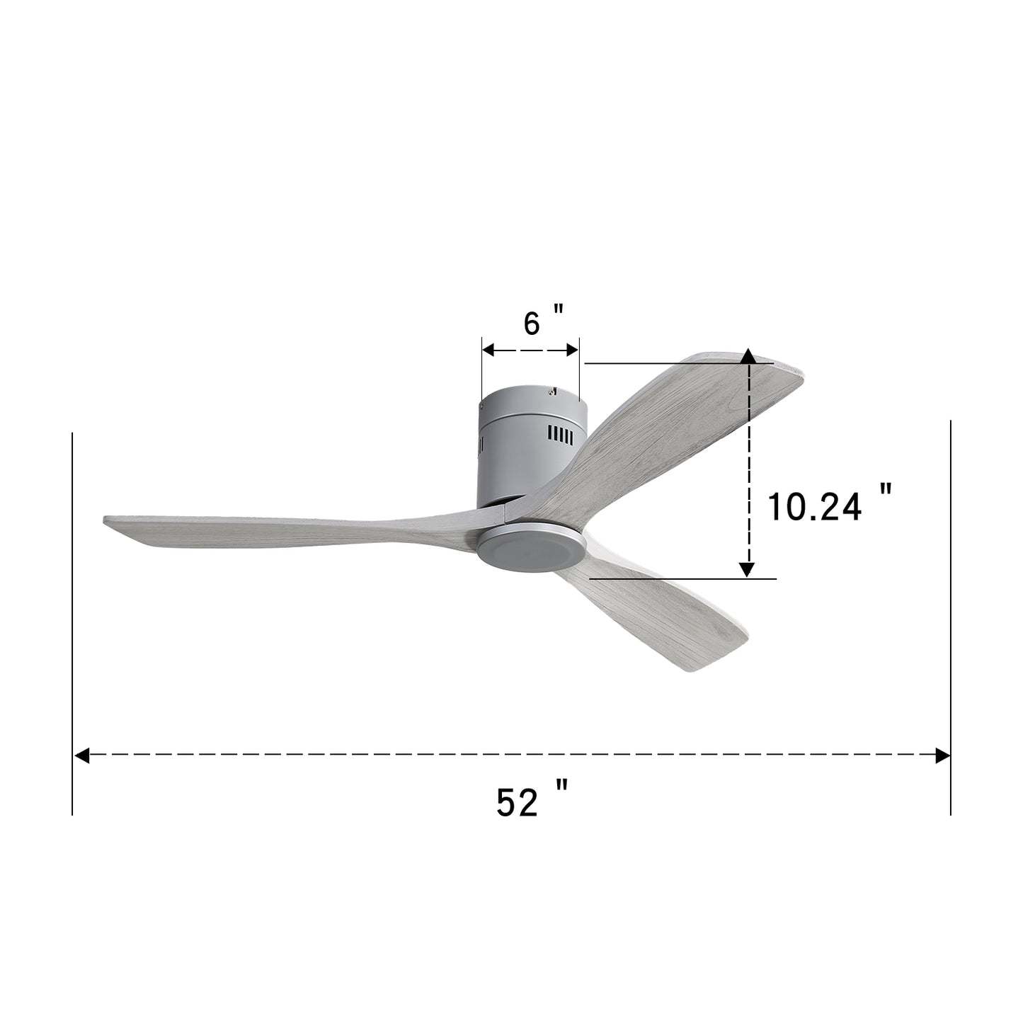 52 Modern Wood Blade Ceiling Fan with Remote Control - Noiseless Reversible Motor