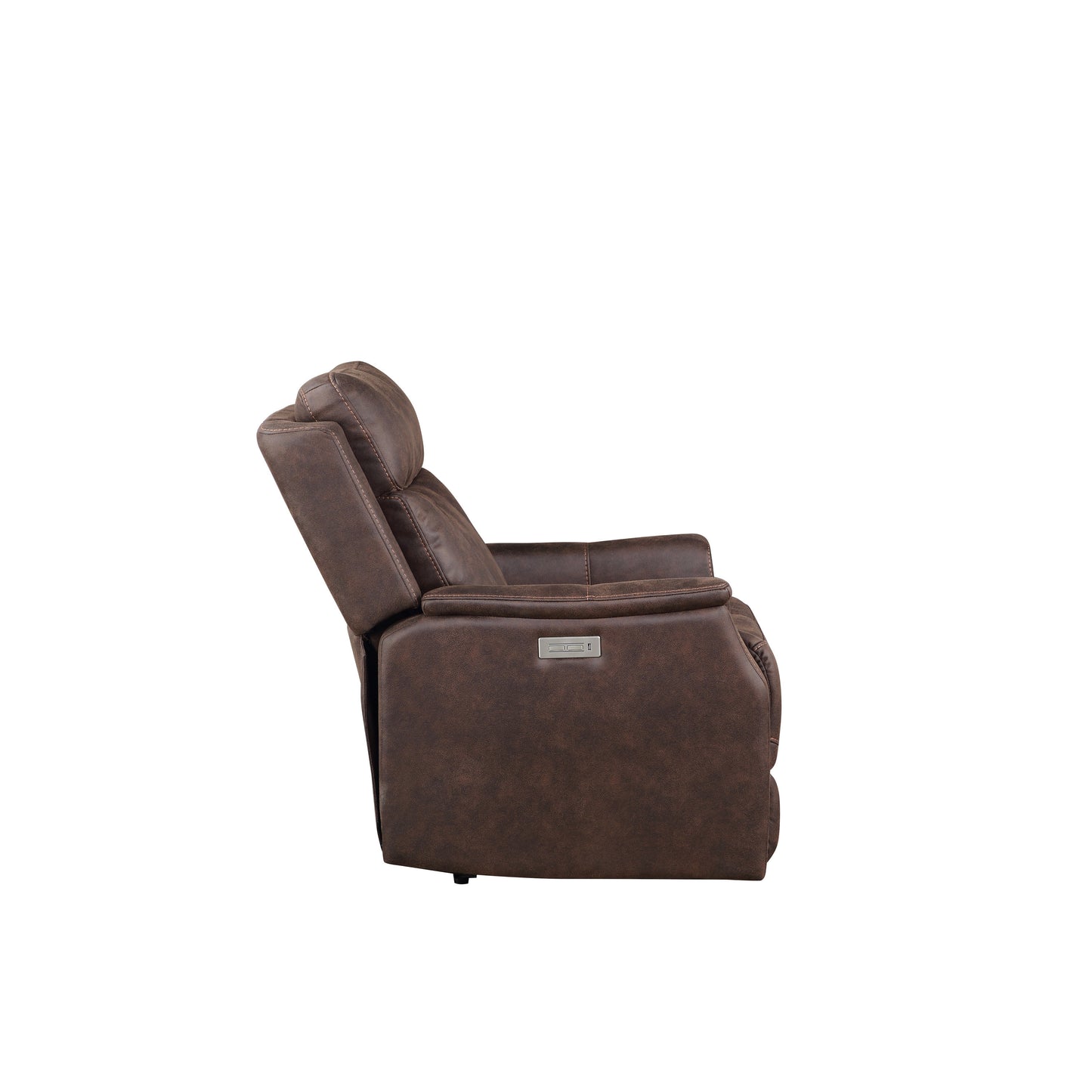 Contemporary Walnut Leatherette Recliner with USB Charging and Dual-Power Adjustment