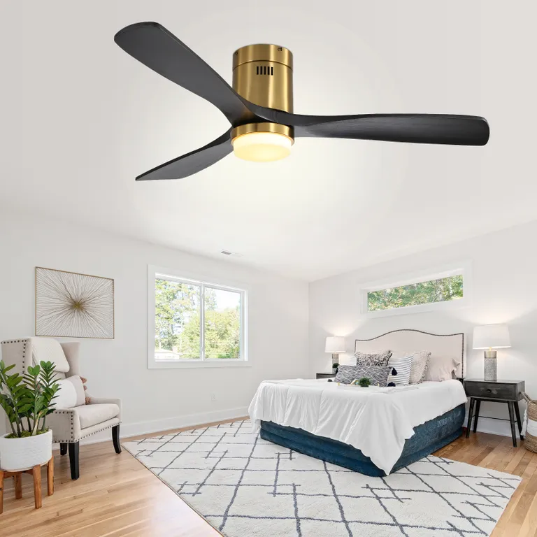 52 Inch Low Profile Ceiling Fan with Remote Control and LED Light Kit