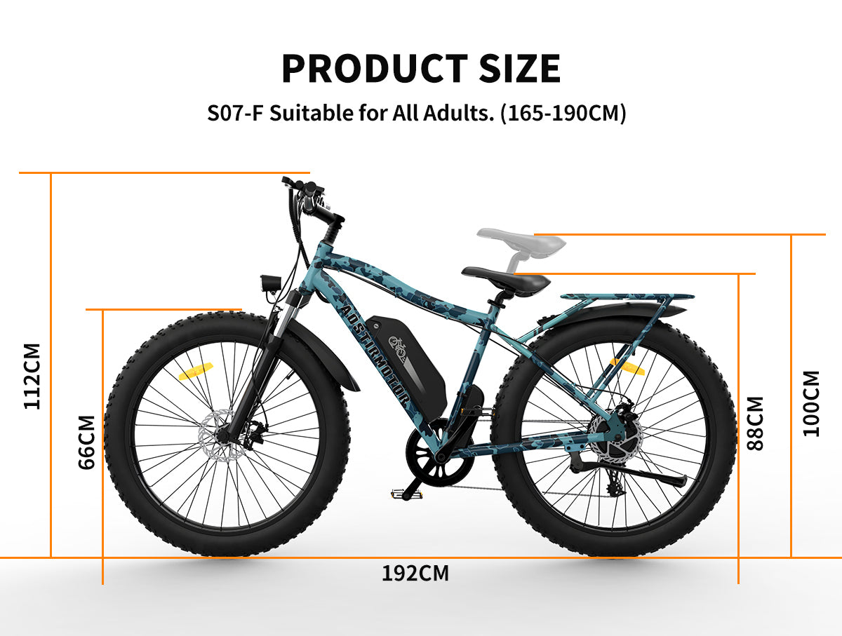 AOSTIRMOTOR S07-F 26" 750W Electric Bike Fat Tire P7 48V 13AH Removable Lithium Battery for Adults with Detachable Rear Rack Fender New Model