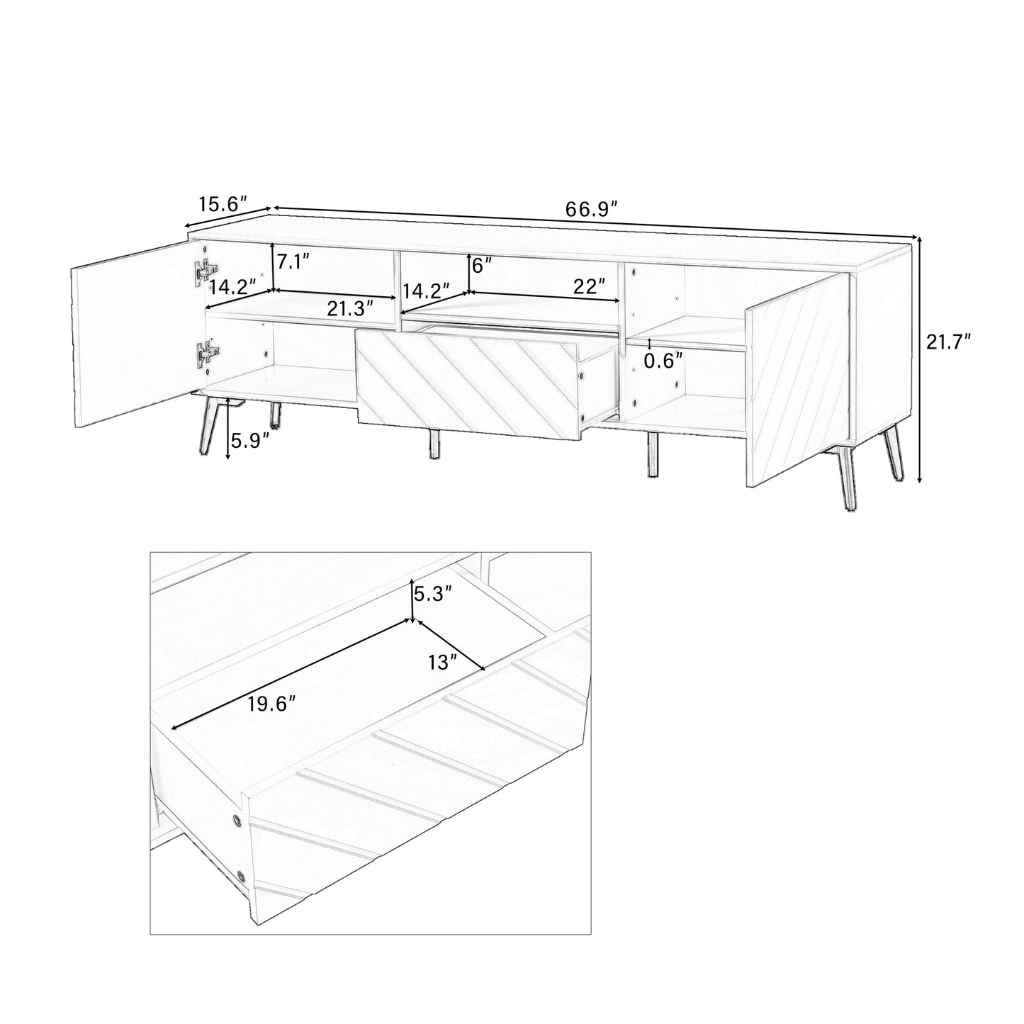 Sleek TV Console Stand with Adjustable Shelves and Drawer for Living Room