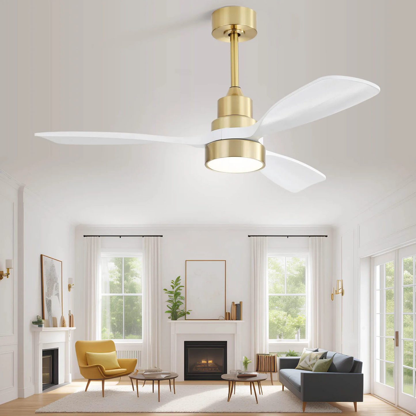 48 Inch Contemporary Ceiling Fan With Energy-Efficient DC Motor Noiseless Operation and Remote Control