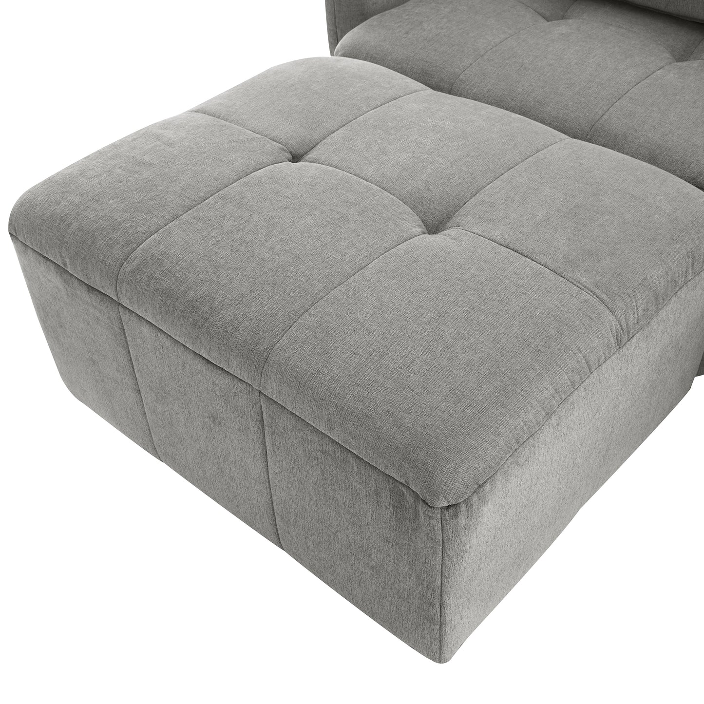 Convertible L-Shaped Sectional Sofa with Movable Ottoman and USB Ports