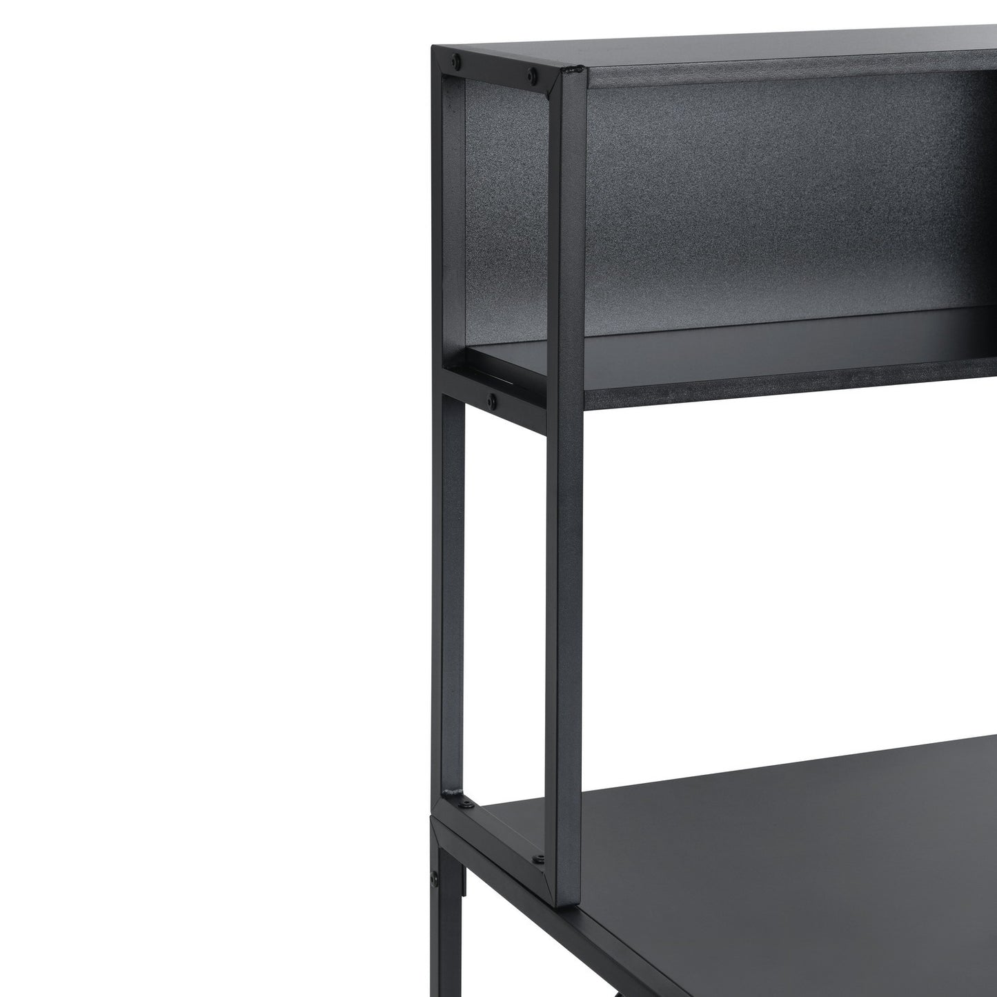 Spacious Industrial L-Shaped Desk with Hutch and Storage Shelves for Gaming