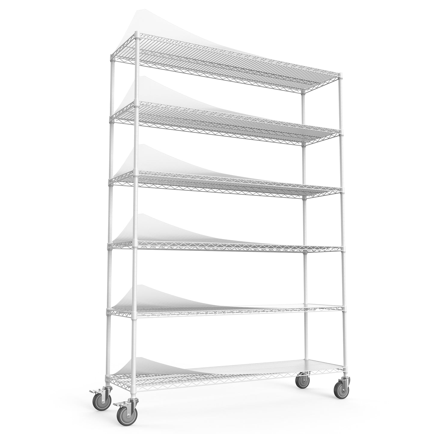 6 Tier Wire Shelving Unit, 6000 LBS NSF Height Adjustable Metal Garage Storage Shelves with Wheels, Heavy Duty Storage Wire Rack Metal Shelves - White - 186082