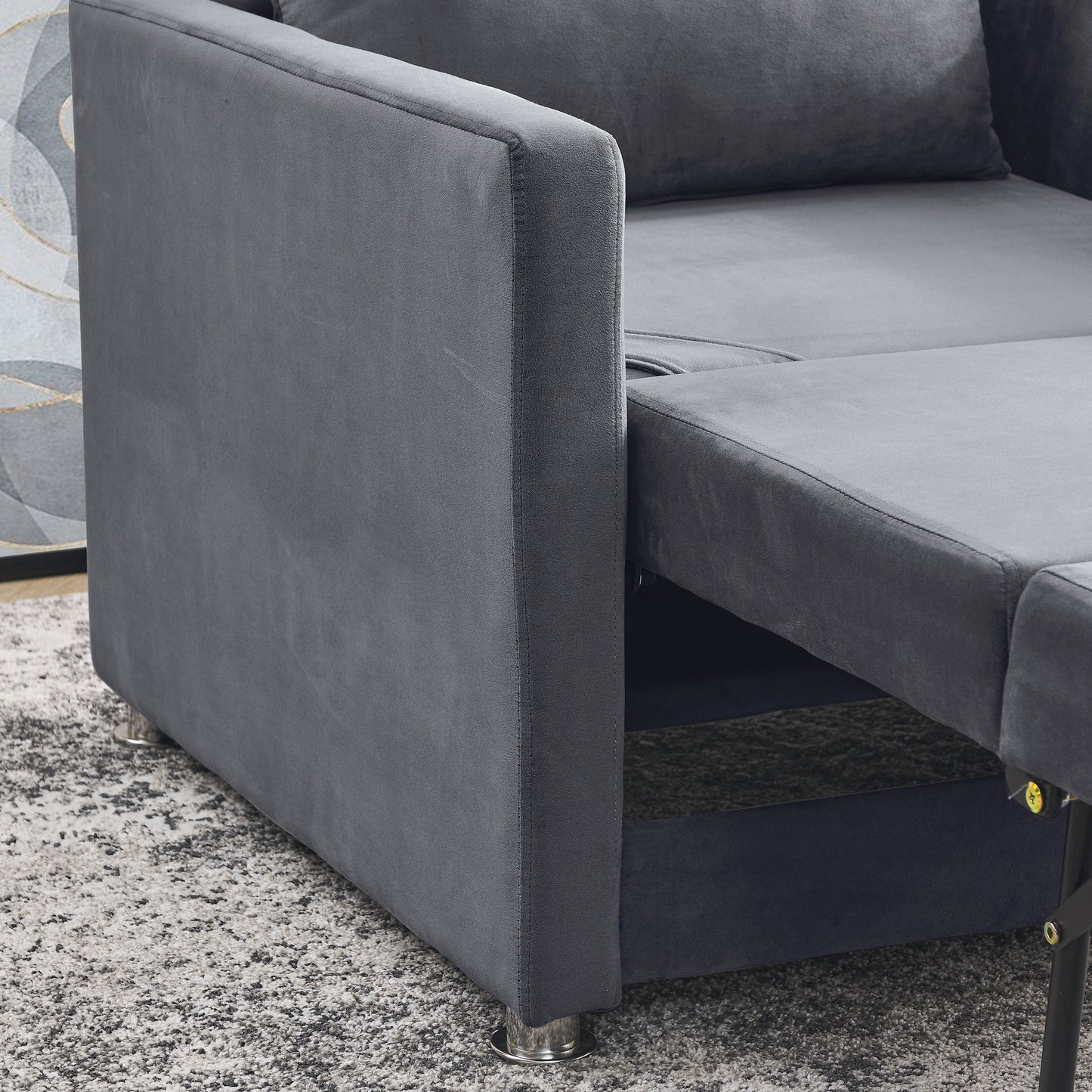 Sofa Bed Chair 2-in-1 Convertible Chair Bed, Lounger Sleeper Chair for Small Space with One Pillow, Grey Velvet