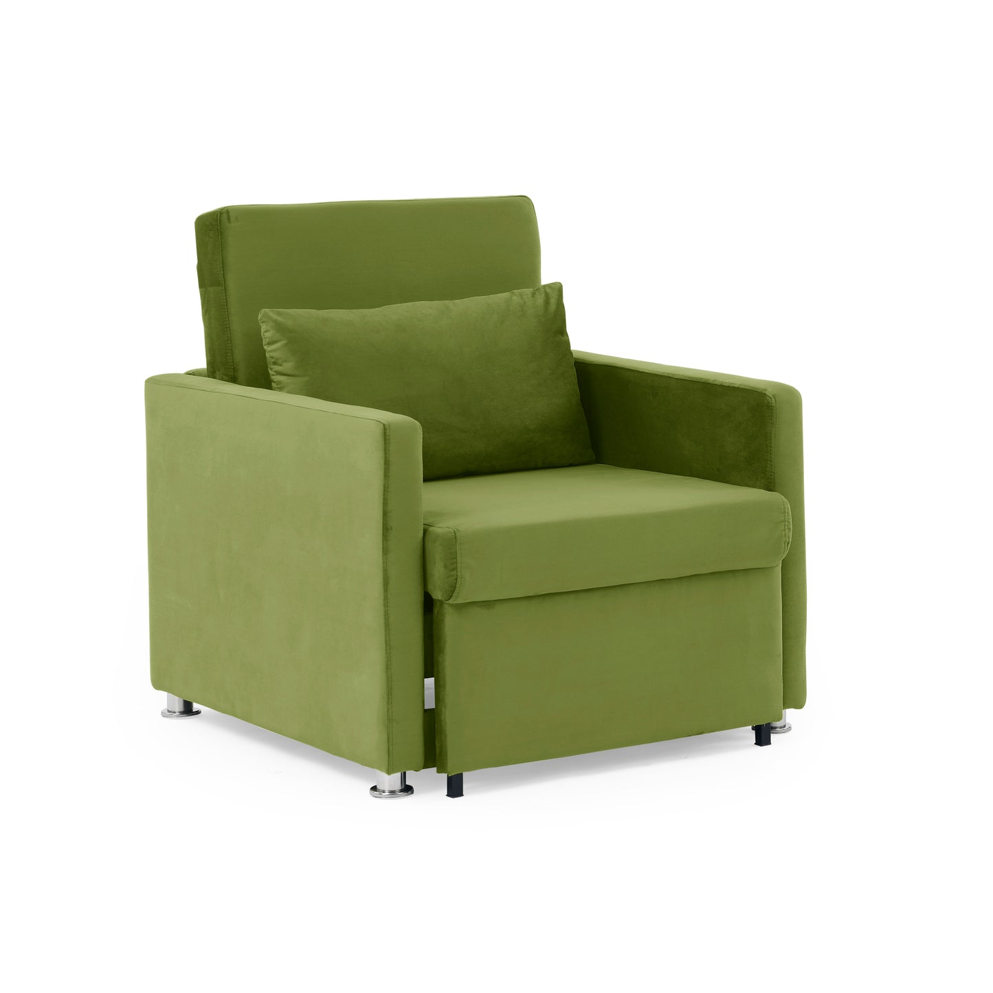 Sofa Bed Chair 2-in-1 Convertible Chair Bed, Lounger Sleeper Chair for Small Space with One Pillow, Green Velvet