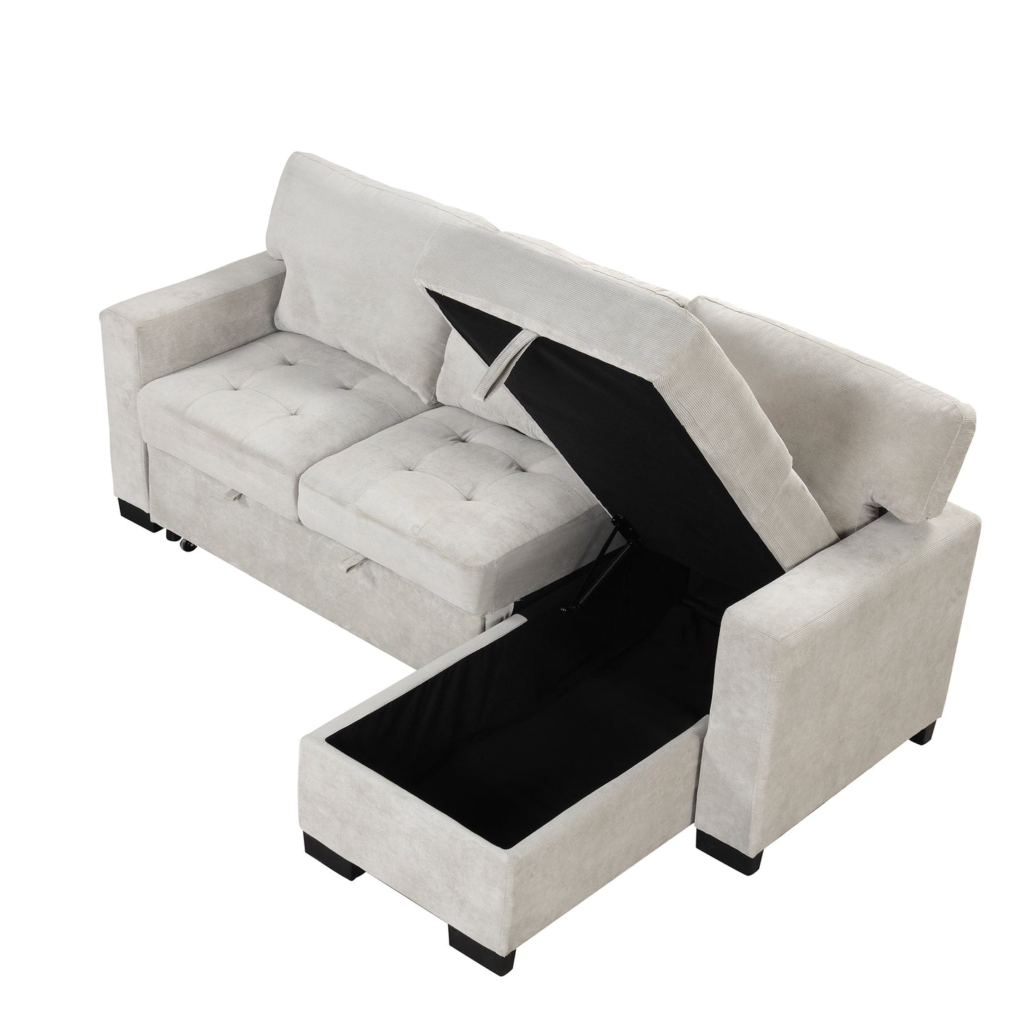 Elegant Light Gray Sectional Sofa with Versatile Storage and USB Charging