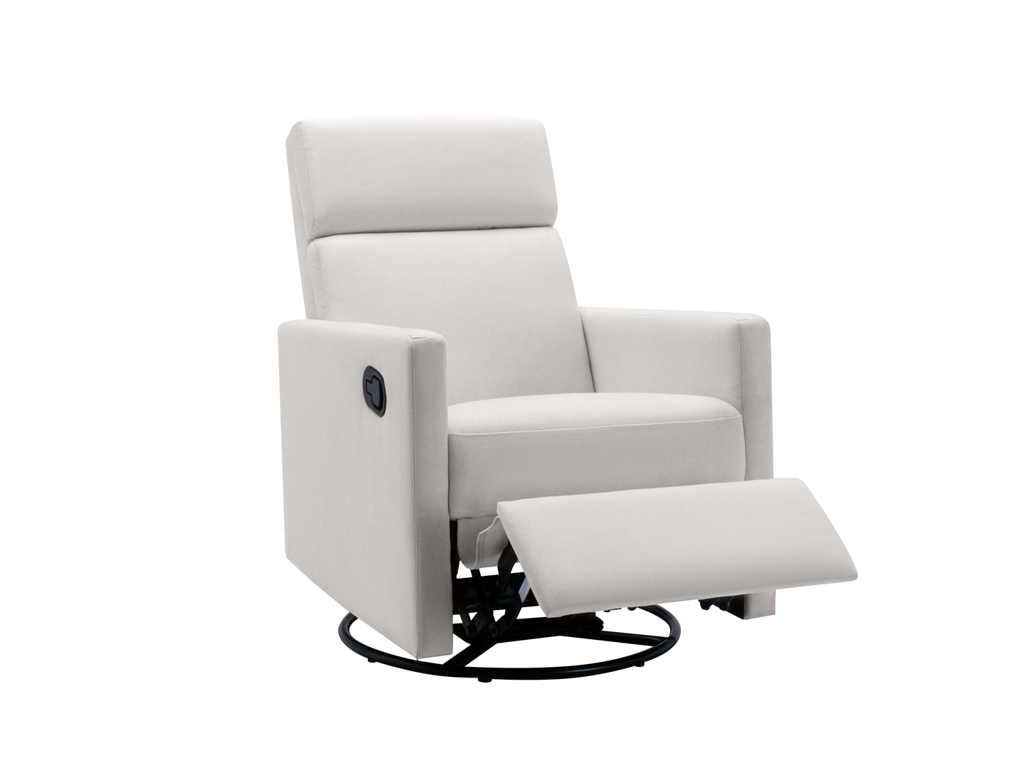 Swivel Reclining Nursery Chair with Modern Beige Upholstery