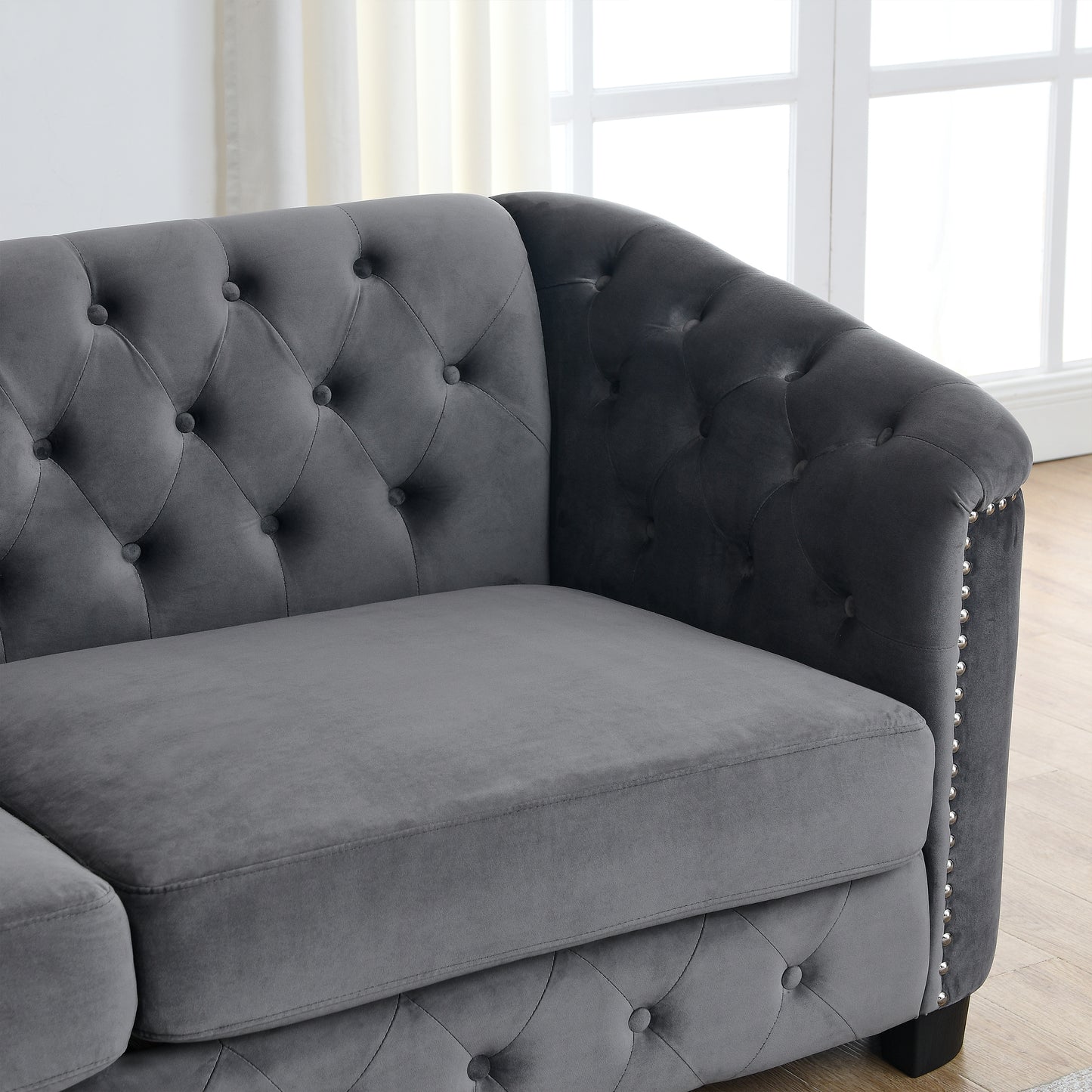 corner sofa+2-seater Combination sofa.Velvet Grey