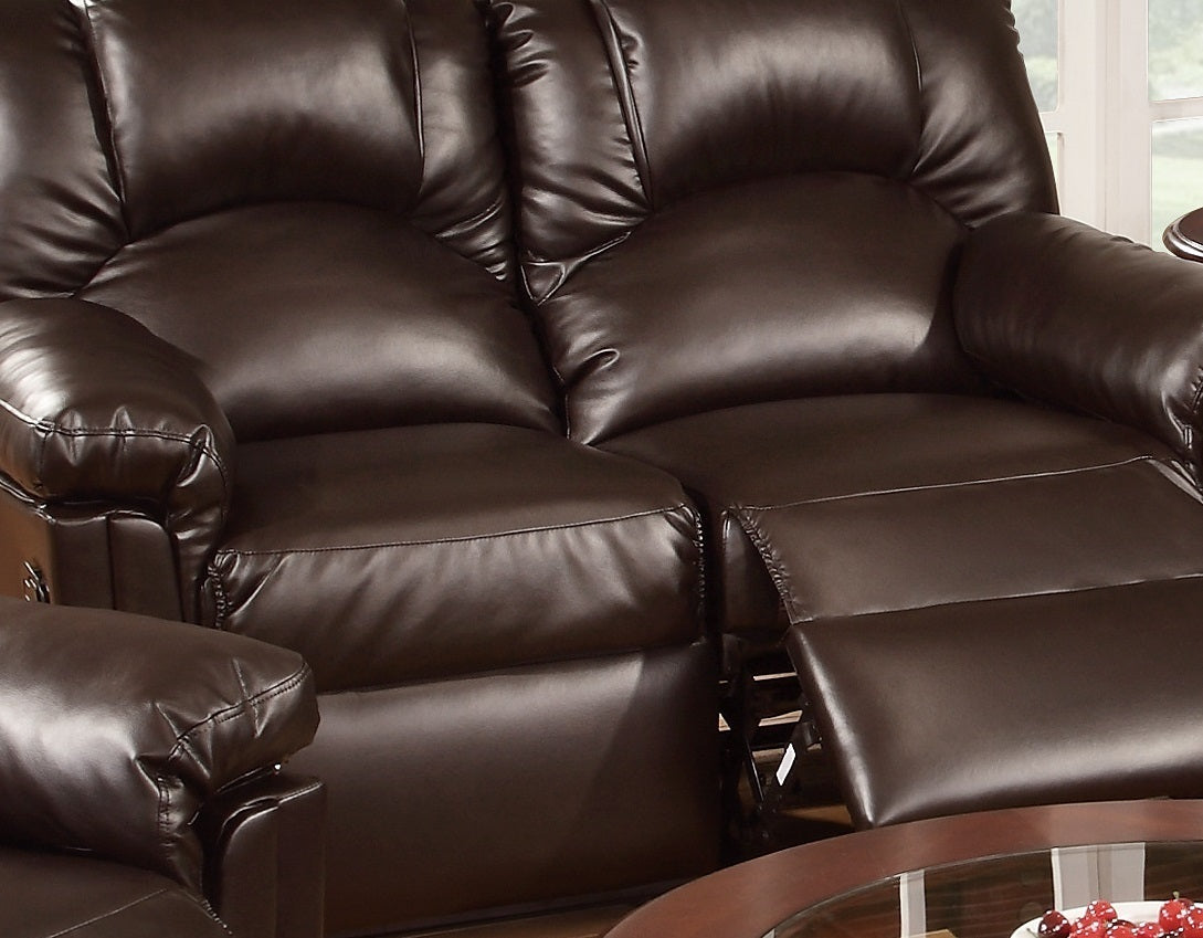 Brown Bonded Leather Recliner Chair with Metal Reclining Mechanism