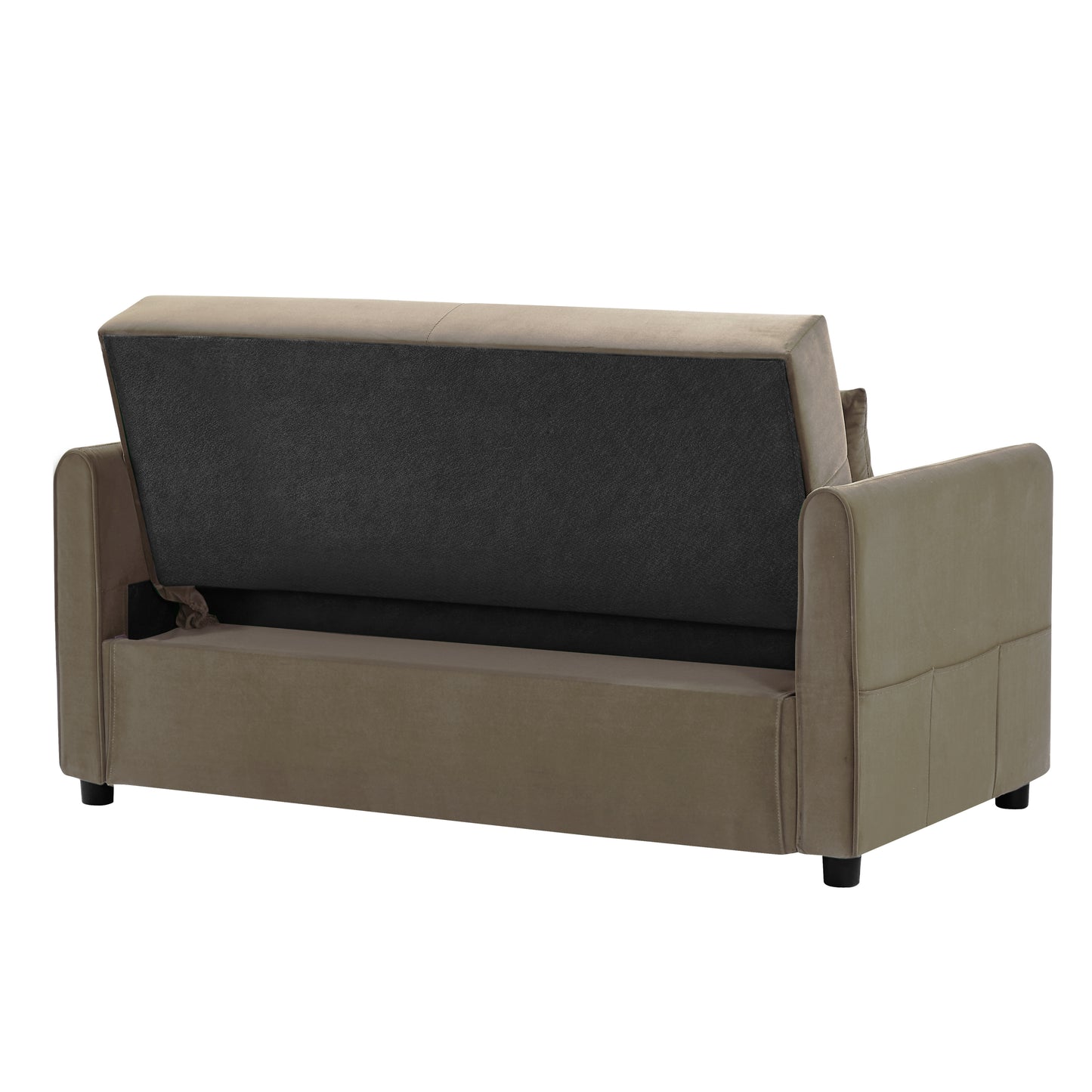 Light Brown Velvet Convertible Love Seat Sofa