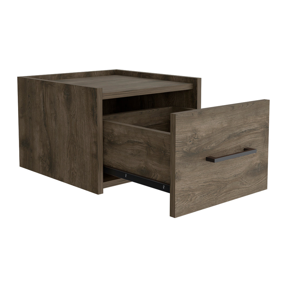 Floating Nightstand Calion, Bedroom, Dark Brown